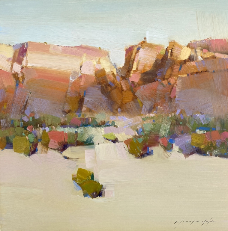 Desert View, Original oil Painting, Handmade artwork, One of a Kind           